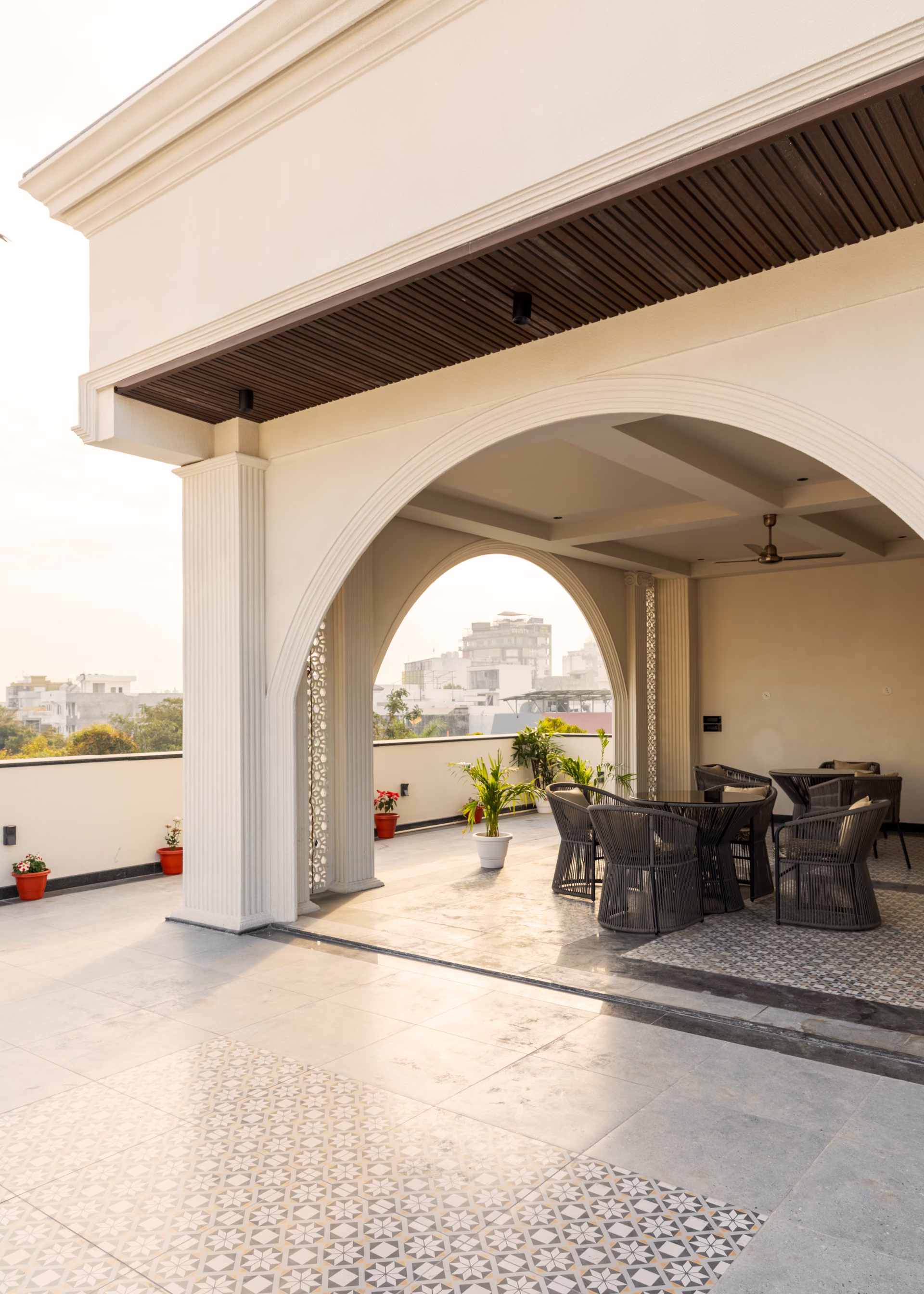 Shaded outdoor terrace