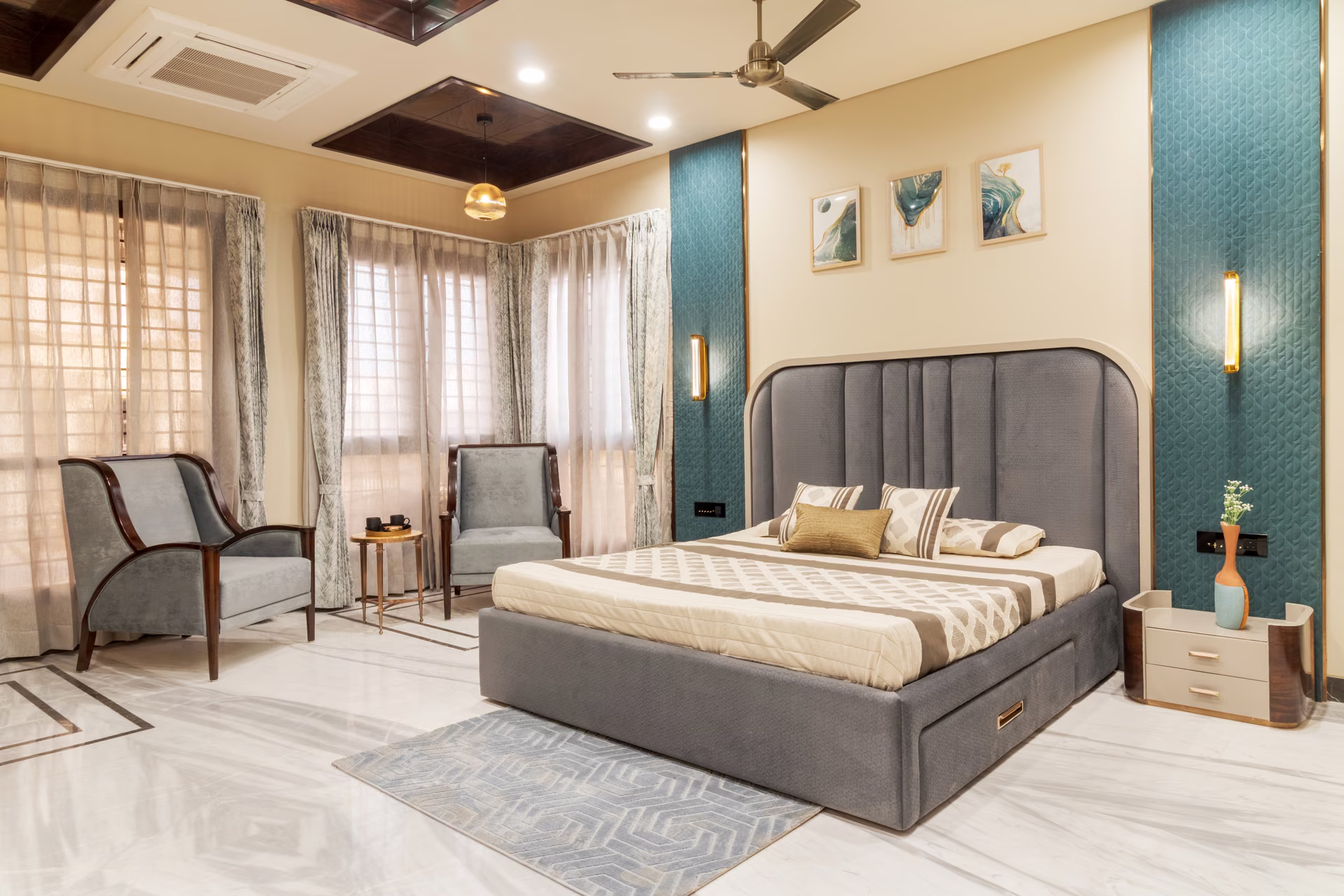 Contemporary family villa bedroom by Forklyft Studio